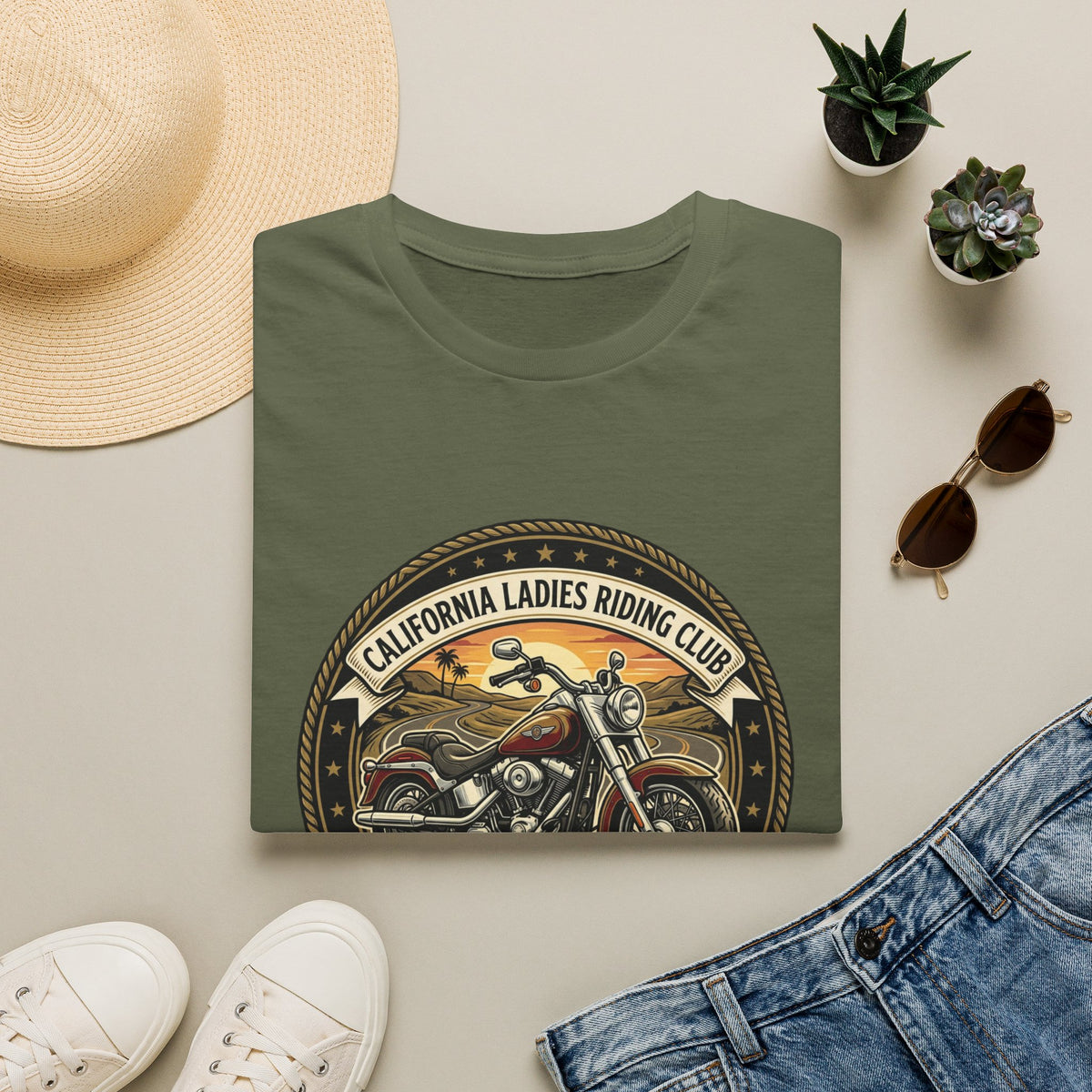 California Ladies Riding Club Motorcycle Tee — 'Feel Sparks on Wheels' Vintage Women's Biker Shirt