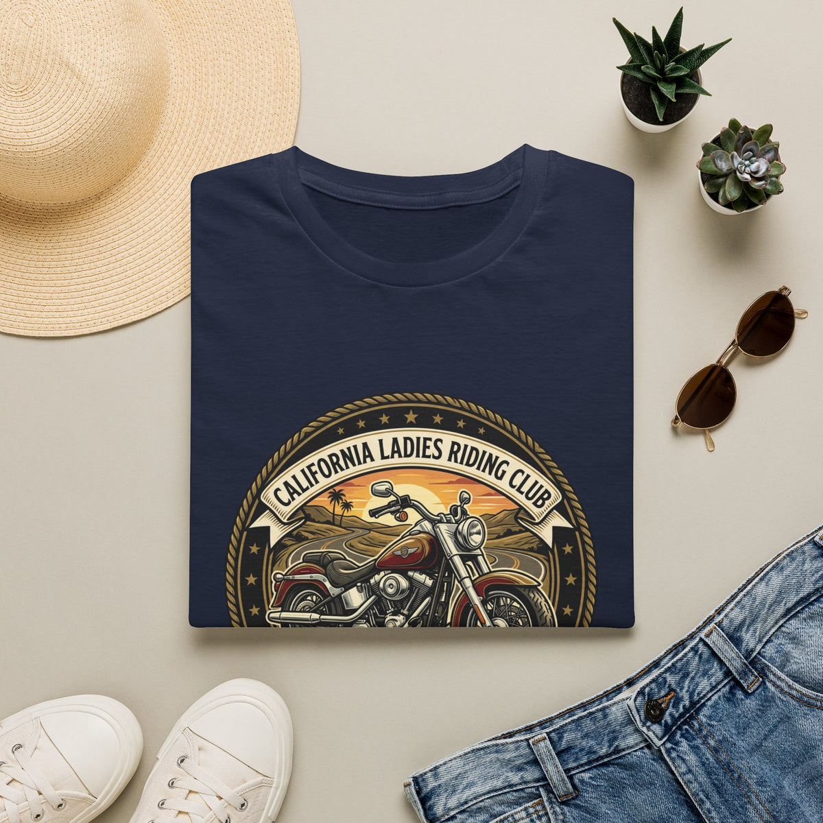 California Ladies Riding Club Motorcycle Tee — 'Feel Sparks on Wheels' Vintage Women's Biker Shirt