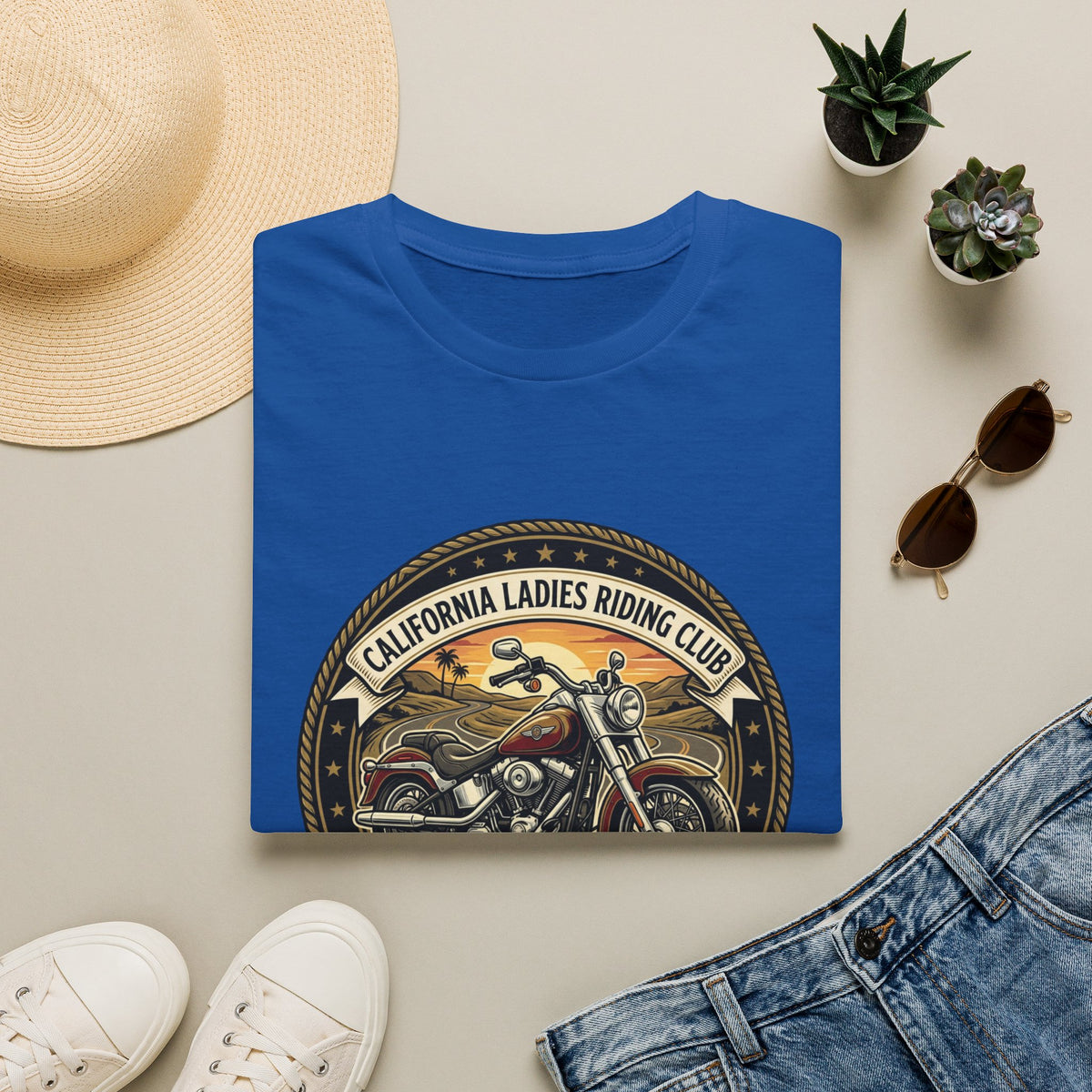 California Ladies Riding Club Motorcycle Tee — 'Feel Sparks on Wheels' Vintage Women's Biker Shirt