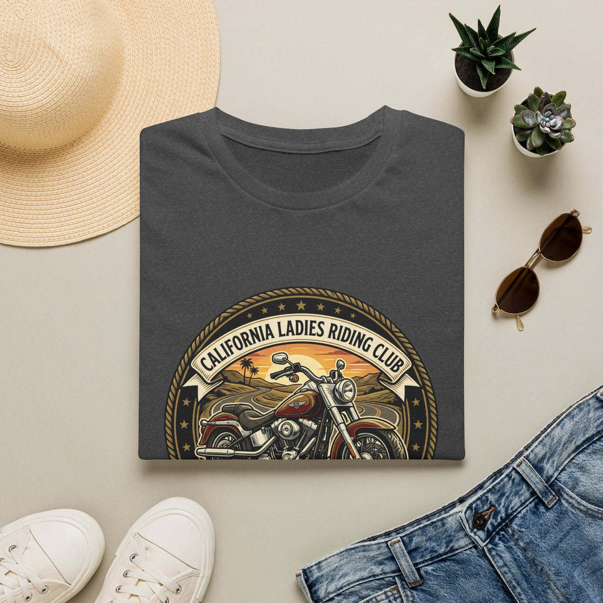 California Ladies Riding Club Motorcycle Tee — 'Feel Sparks on Wheels' Vintage Women's Biker Shirt