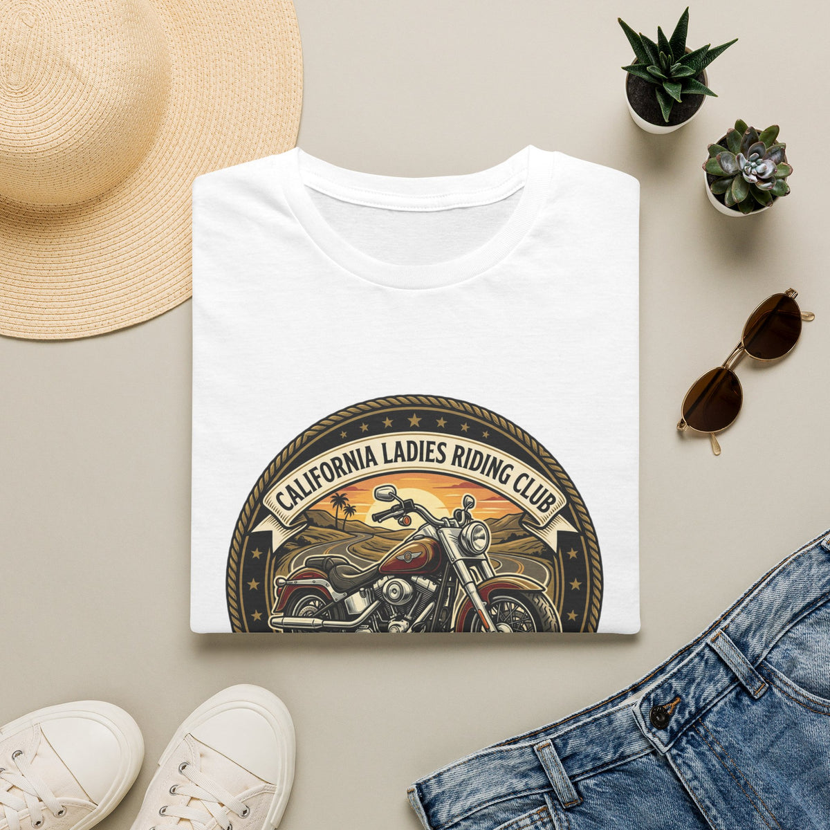 California Ladies Riding Club Motorcycle Tee — 'Feel Sparks on Wheels' Vintage Women's Biker Shirt