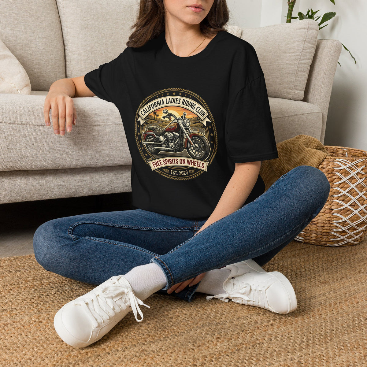 California Ladies Riding Club Motorcycle Tee — 'Feel Sparks on Wheels' Vintage Women's Biker Shirt