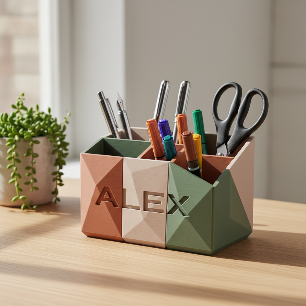 3D Printed Pen Holder — Personalised Desk Organiser for Home & Office