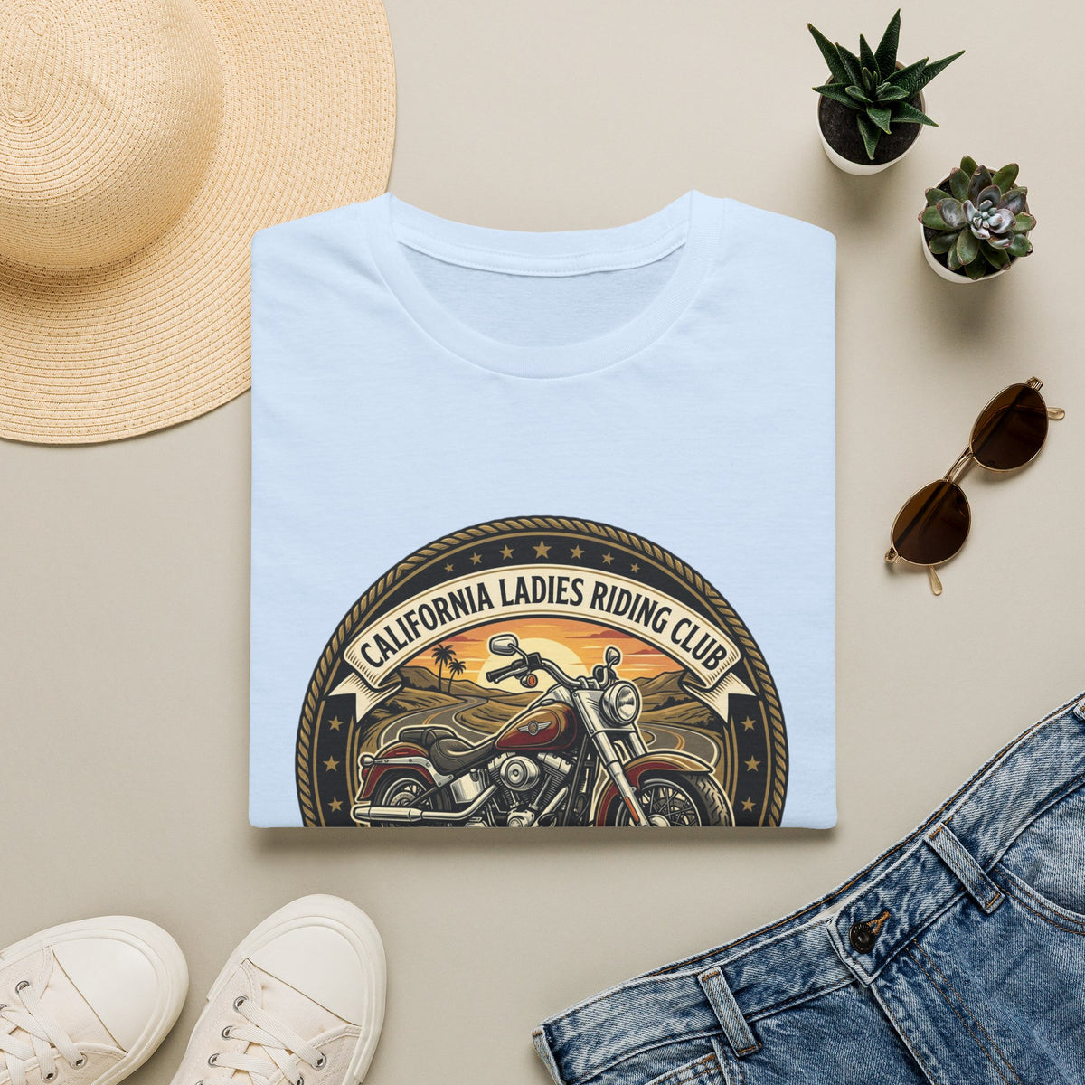 California Ladies Riding Club Motorcycle Tee — 'Feel Sparks on Wheels' Vintage Women's Biker Shirt