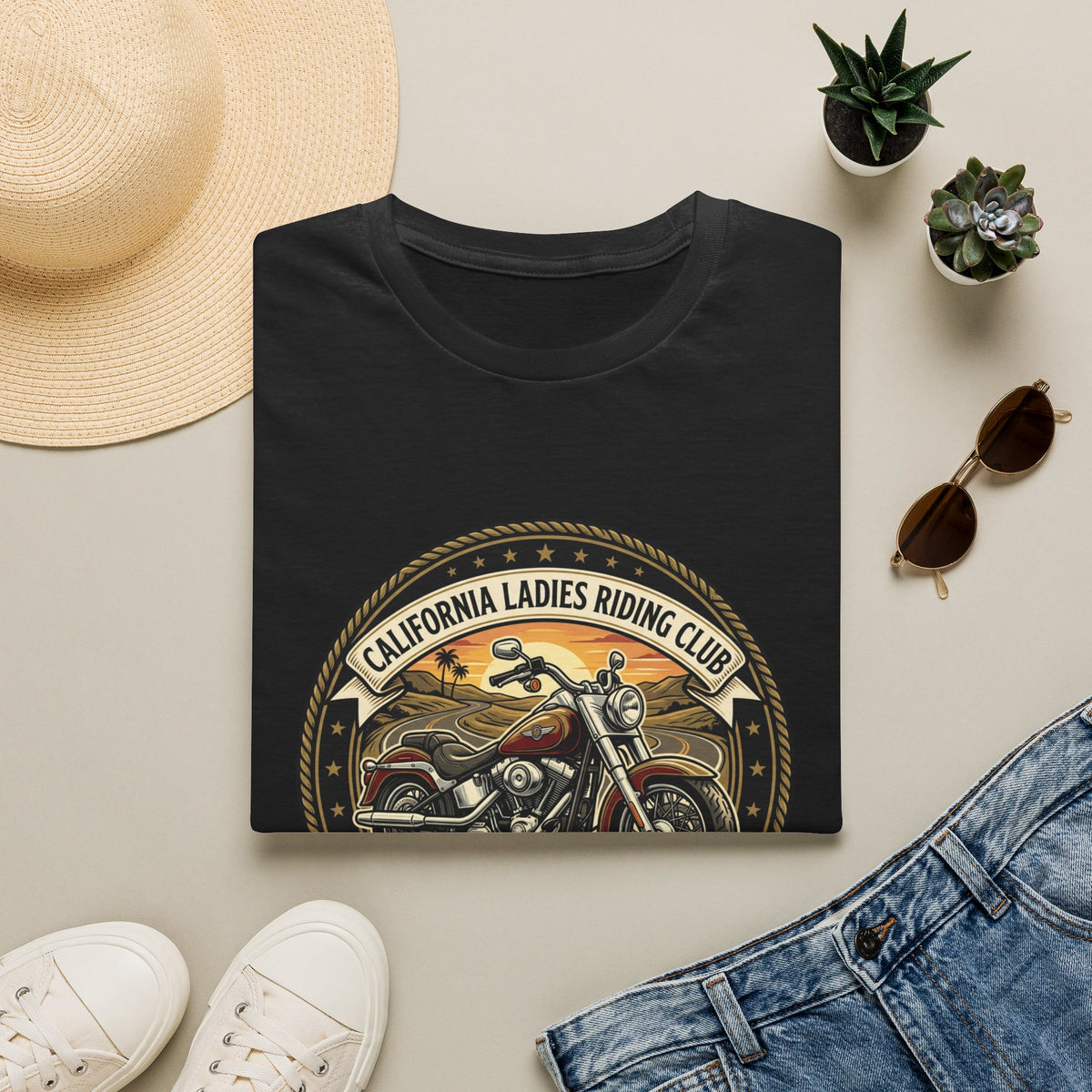 California Ladies Riding Club Motorcycle Tee — 'Feel Sparks on Wheels' Vintage Women's Biker Shirt