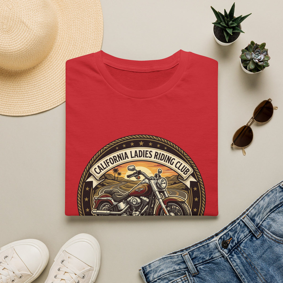 California Ladies Riding Club Motorcycle Tee — 'Feel Sparks on Wheels' Vintage Women's Biker Shirt
