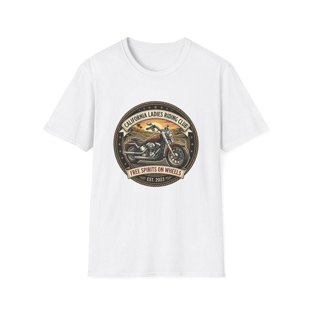 California Ladies Riding Club Motorcycle Tee — 'Feel Sparks on Wheels' Vintage Women's Biker Shirt