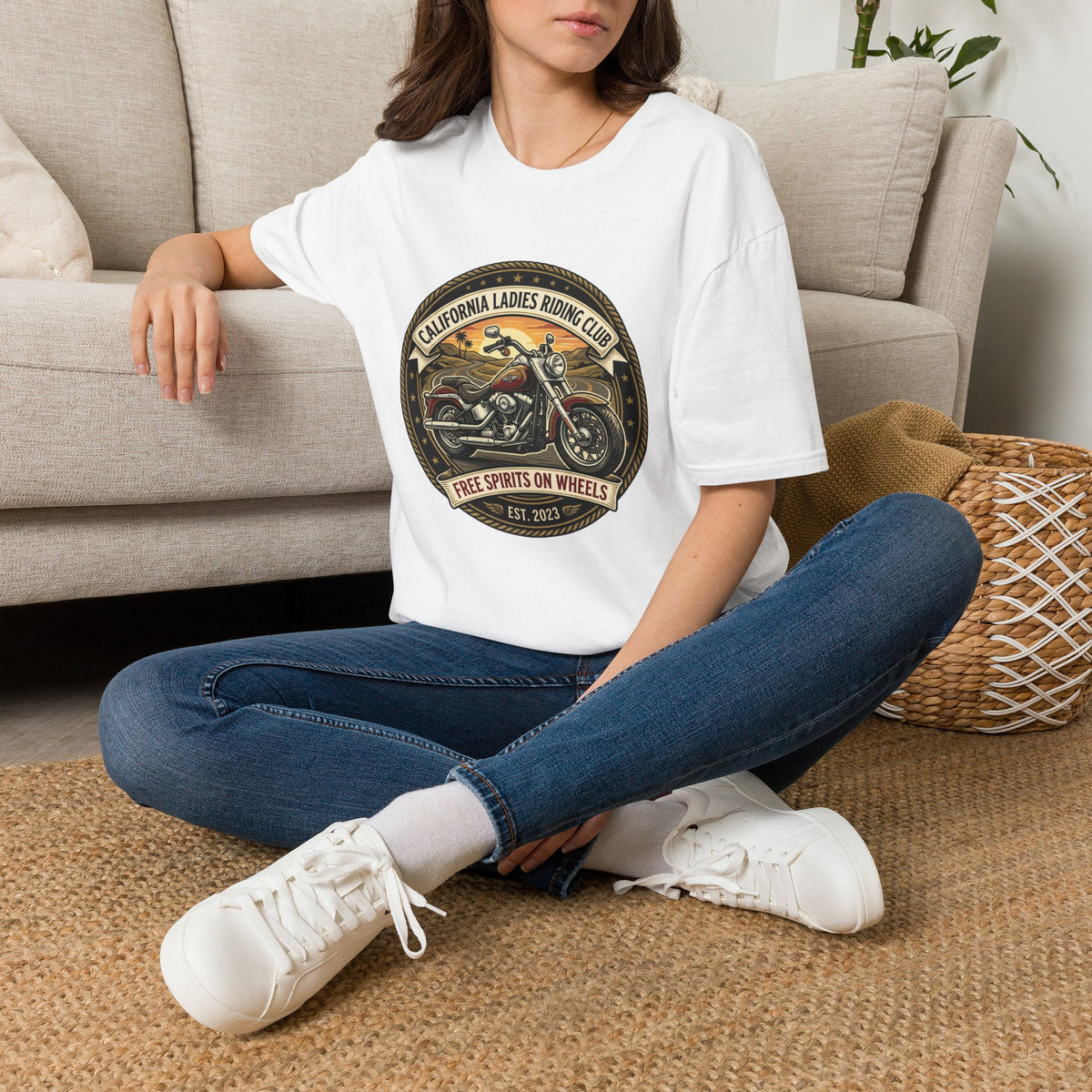 California Ladies Riding Club Motorcycle Tee — 'Feel Sparks on Wheels' Vintage Women's Biker Shirt